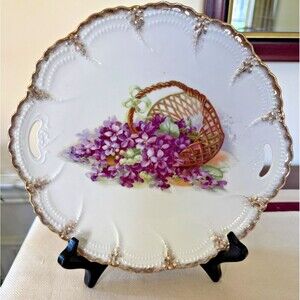 Vintage Leuchtenburg Germany Serving Bowl Flowers in Basket Transferware 10 Inch